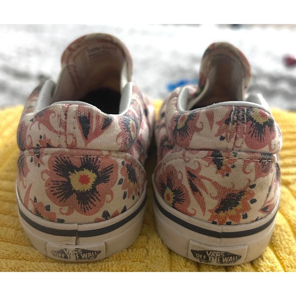 Vans Slip On Sneakers Canvas Toddler 9 Pink Floral Boho Skater